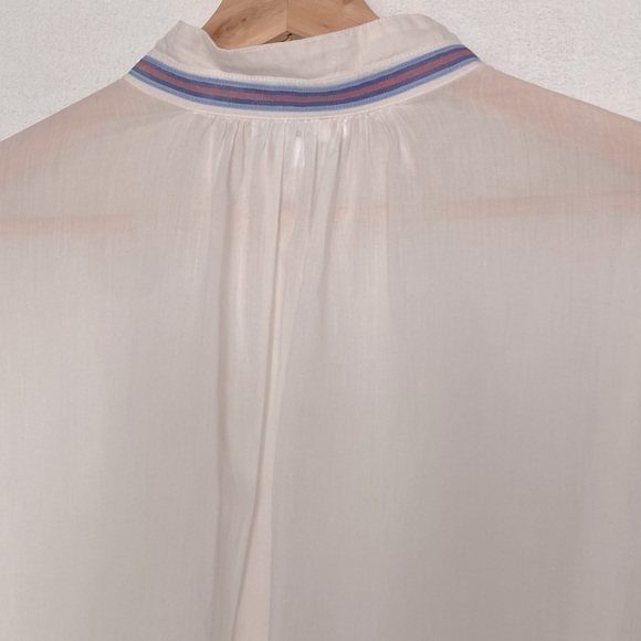 Sundry Mini Collar Button Down Shirt White Sheer Size Medium - Picture 8 of 9